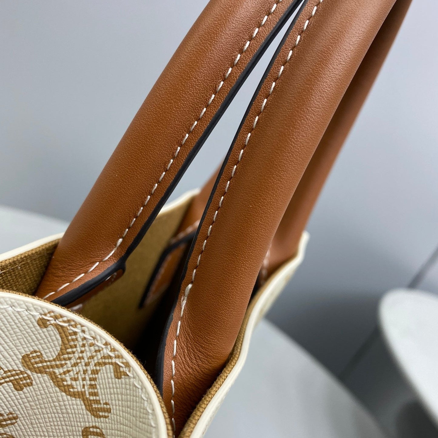 Top Quality Mini Vertical Cabas In Triomphe Canvas White For Women 7.2in/18cm 194372BZK.01BC