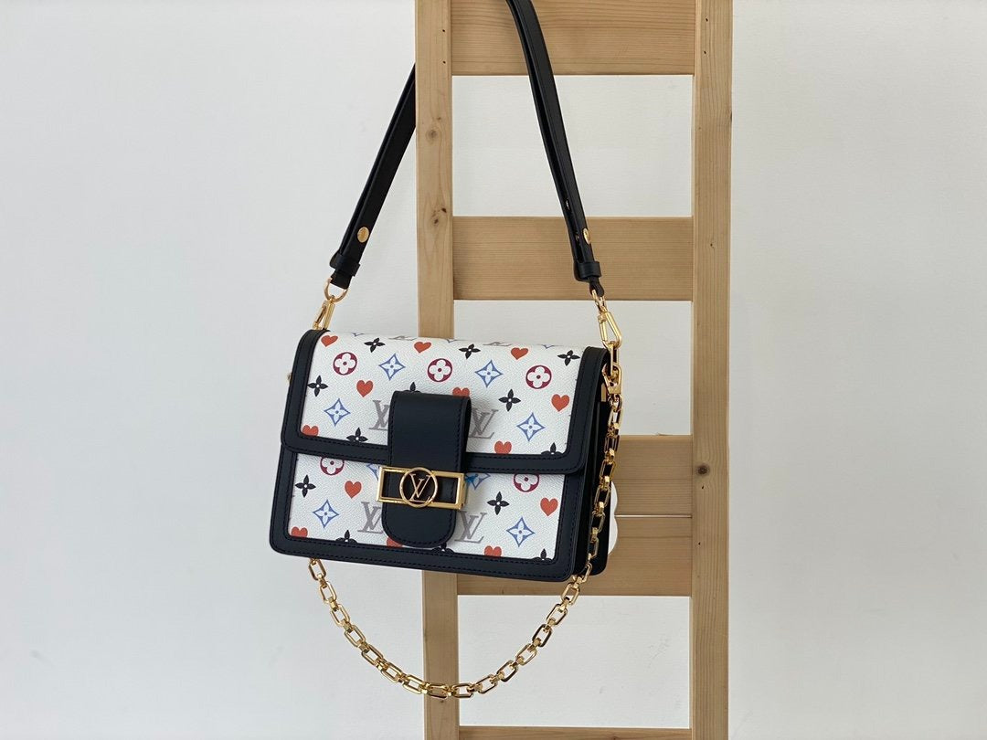 Top Quality Dauphine MM Game On Monogram Canvas White For Women,  Shoulder Bags 9.8in/25cm Top Quality M57463