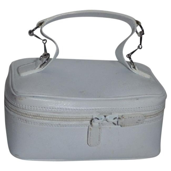 Gucci   White Leather Zip Top Satchel