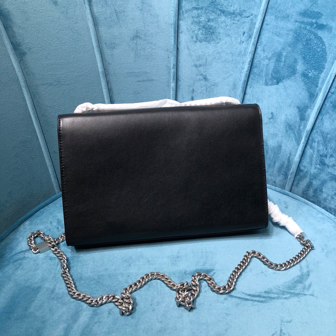 Top Quality Kate MeTop Qualityum Chain Bag With Tassel In Grain De Poudre Black For Women 9.4in/24cm YSL 354119BOW0N1000