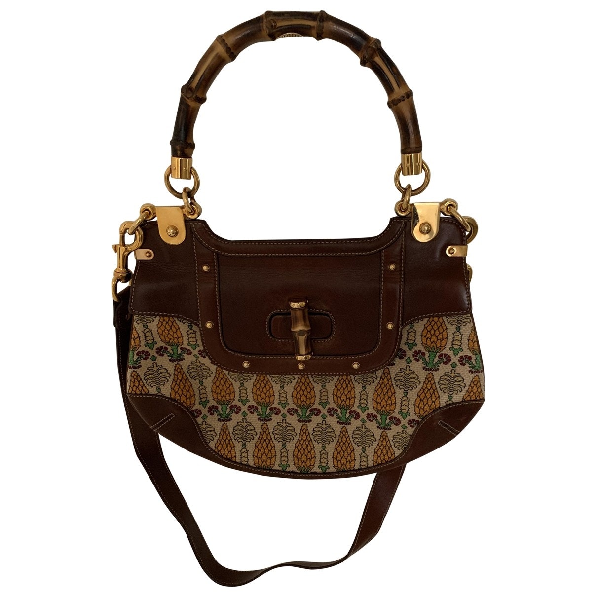 Gucci bamboo  cloth handbag