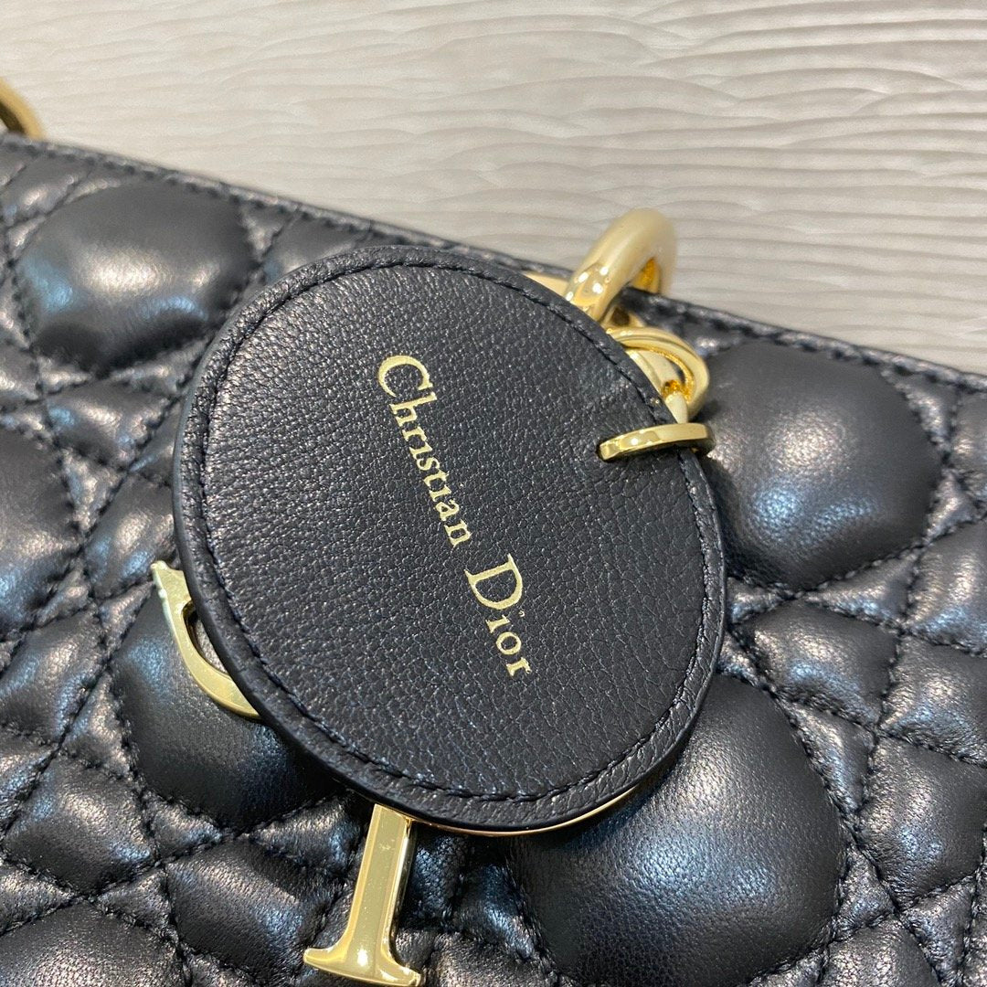Top Quality Lady D-Joy Bag Black Cannage, Black Handbags, 26cm CD M0540ONGE_M900