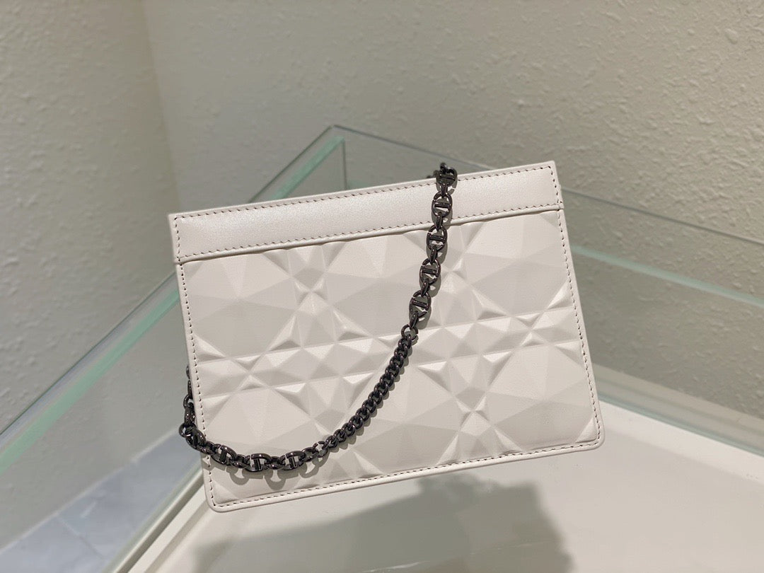 Top Quality Caro Zipped Pouch With Chain White, For Women, Womens Handbags 7.5in/19cm CD