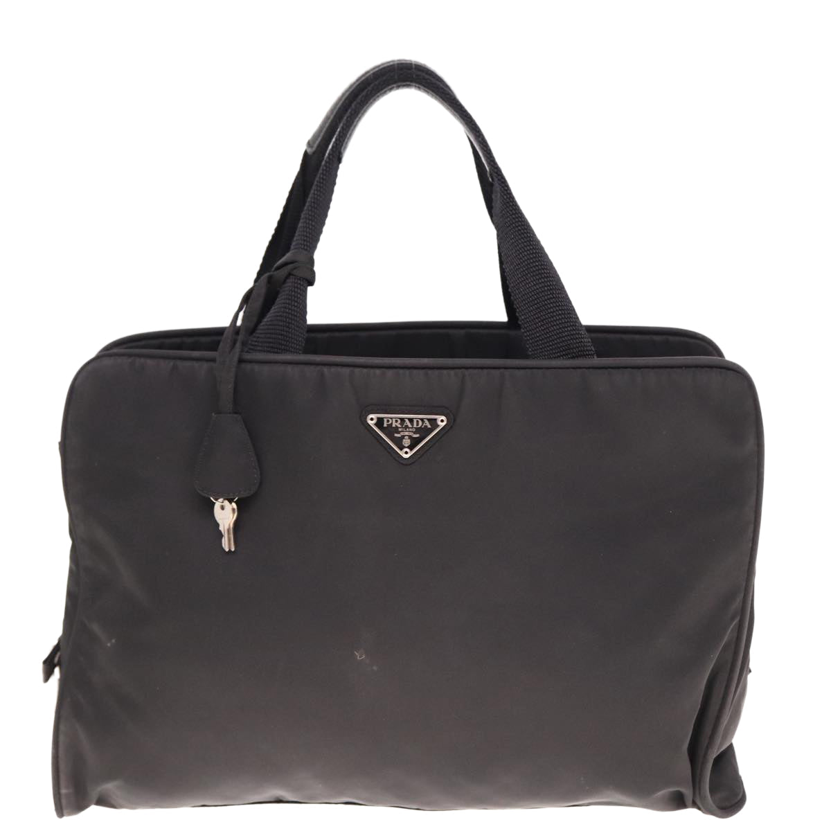 PRADA Hand Bag Nylon Black Auth 78643