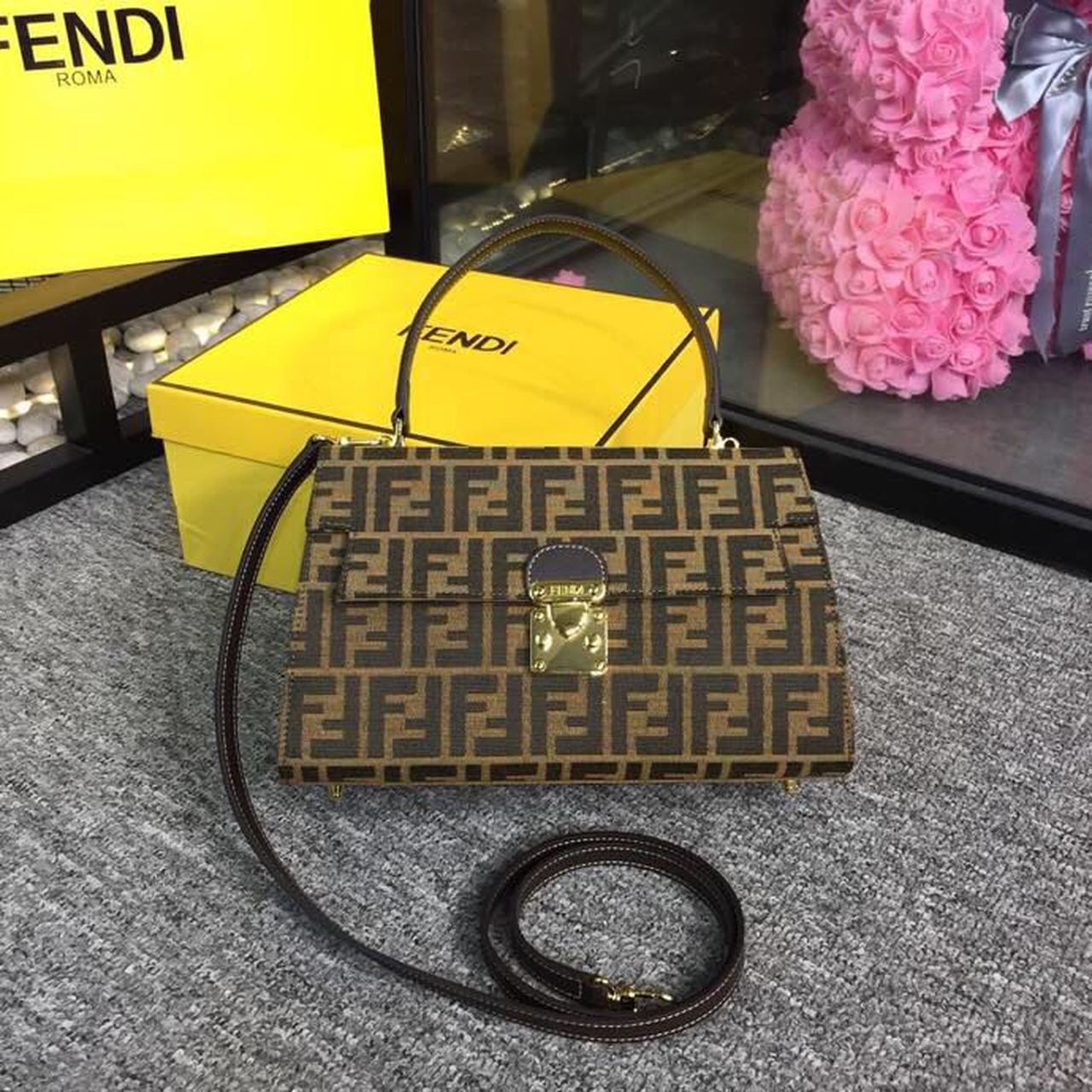 Top QualityTop Quality FF Canvas Single Handle 11.8in/30cm Shoulder Bag Brown For Women