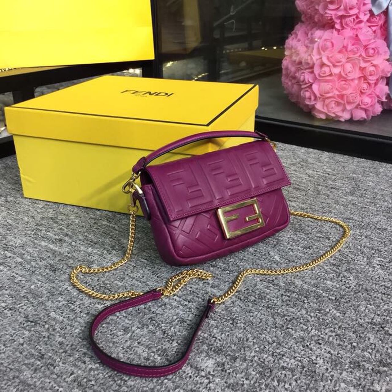 Top QualityTop Quality Baguette Nappa Purple For Women, Women’s Handbags, Shoulder And Crossbody Bags 7in/19cm FF 8BS017