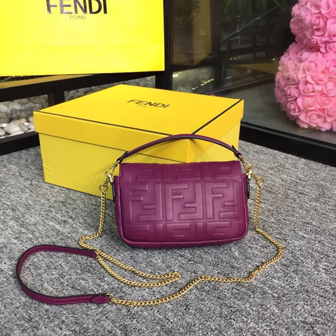 Top QualityTop Quality Baguette Nappa Purple For Women, Women’s Handbags, Shoulder And Crossbody Bags 7in/19cm FF 8BS017