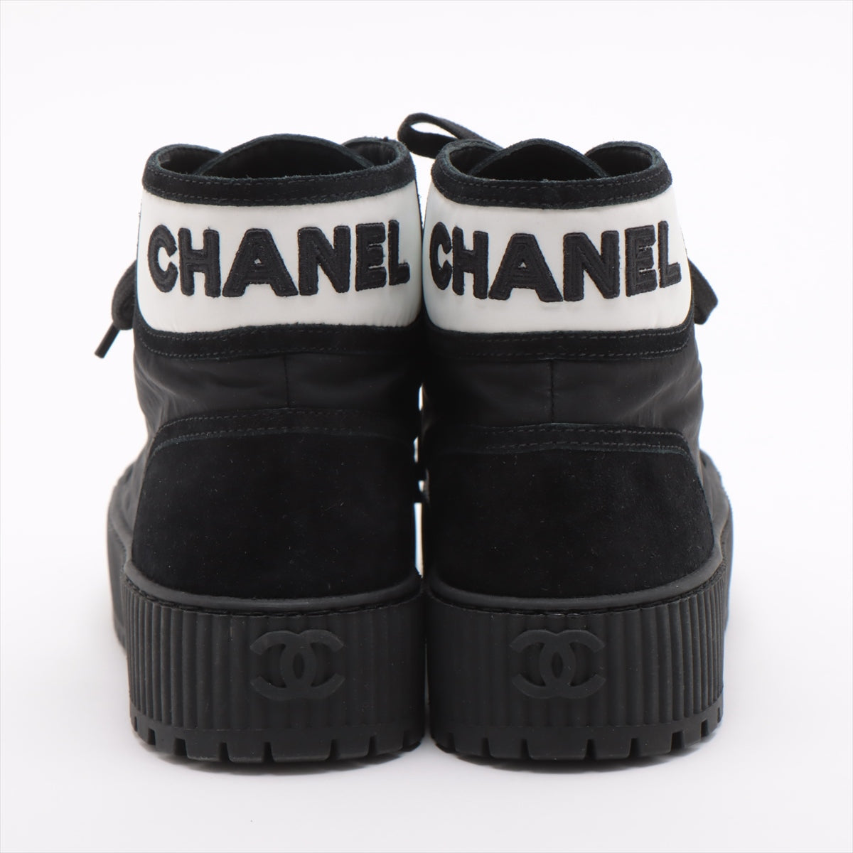 Chanel Coco Leather X Fabric High-Cut Sneaker 35  Black G38091