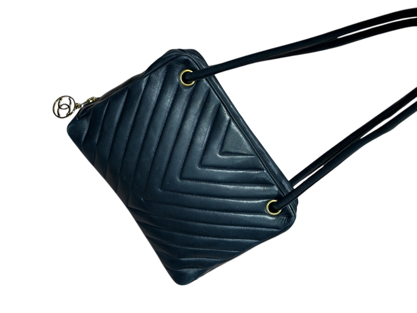 Chanel - Sac Caméra chevron bleu nuit