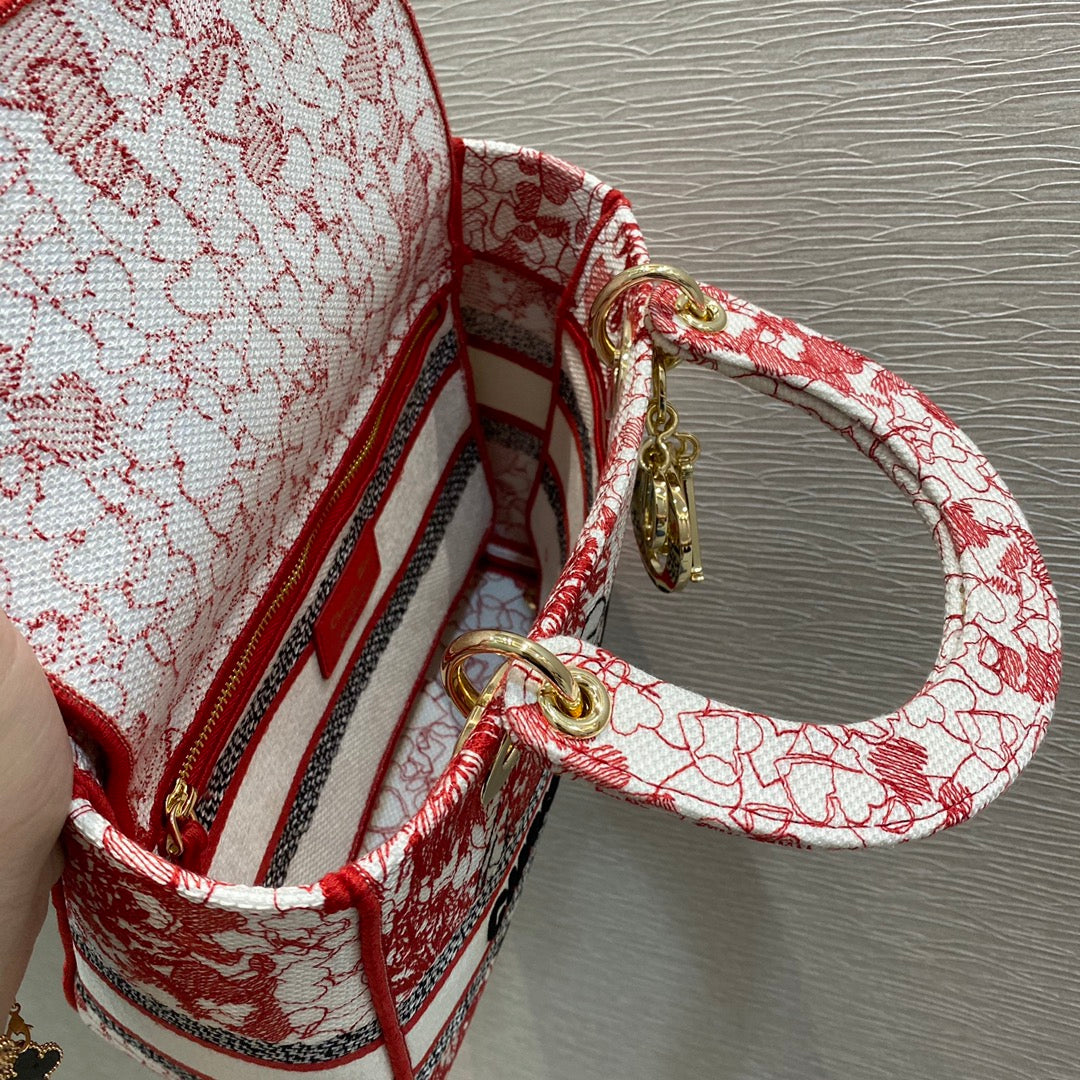 Top Quality MeTop Qualityum Lady D-Lite Bag, Red Handbags, Crossbody Bags, 24cm CD