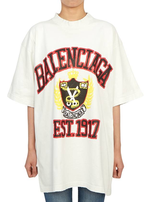 Luxury Balenciaga Trending 2025 DIY College Medium Fit Short Sleeve T-Shirt White