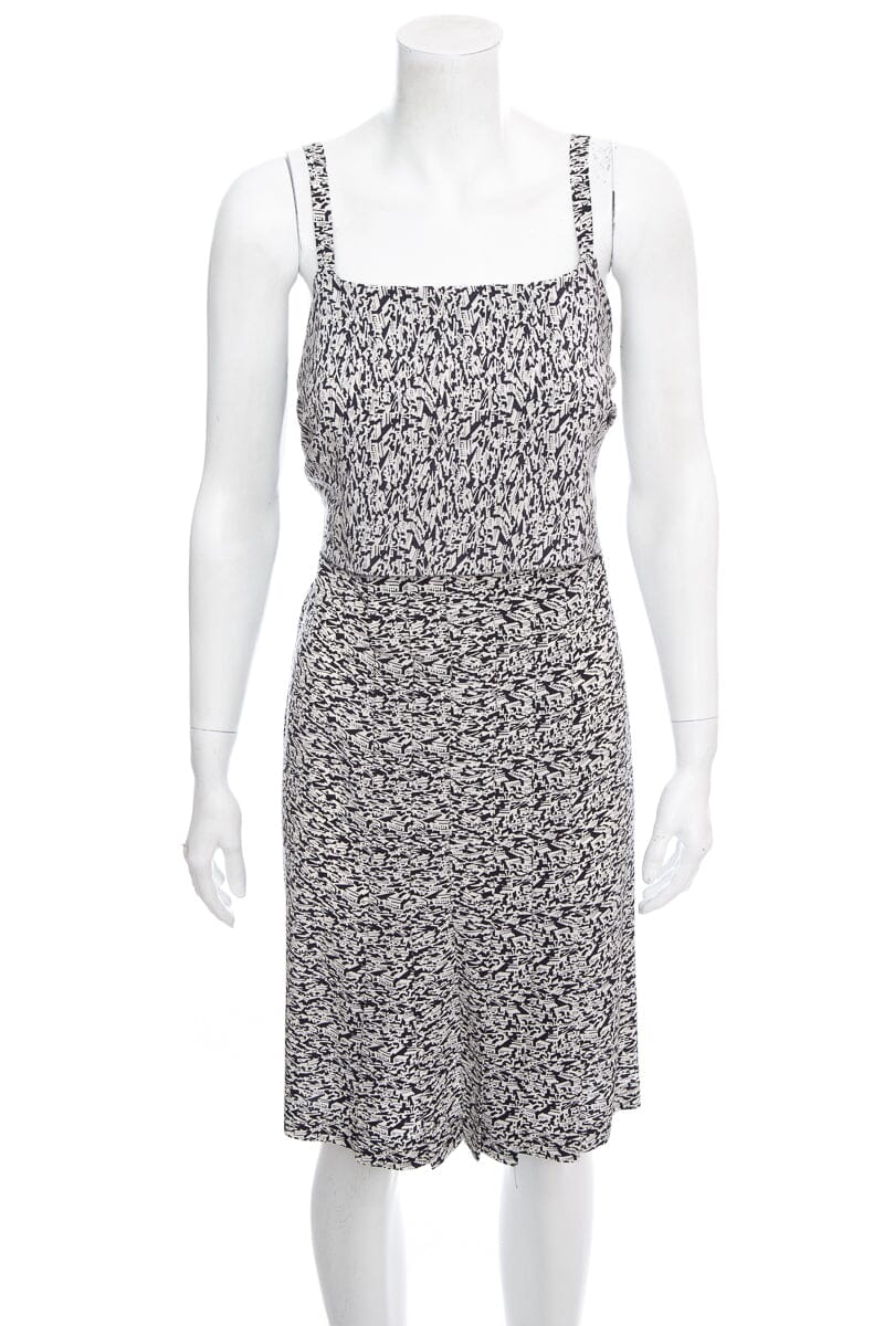 Chanel Black and White Silk Ho  Printed Dress SZ S
