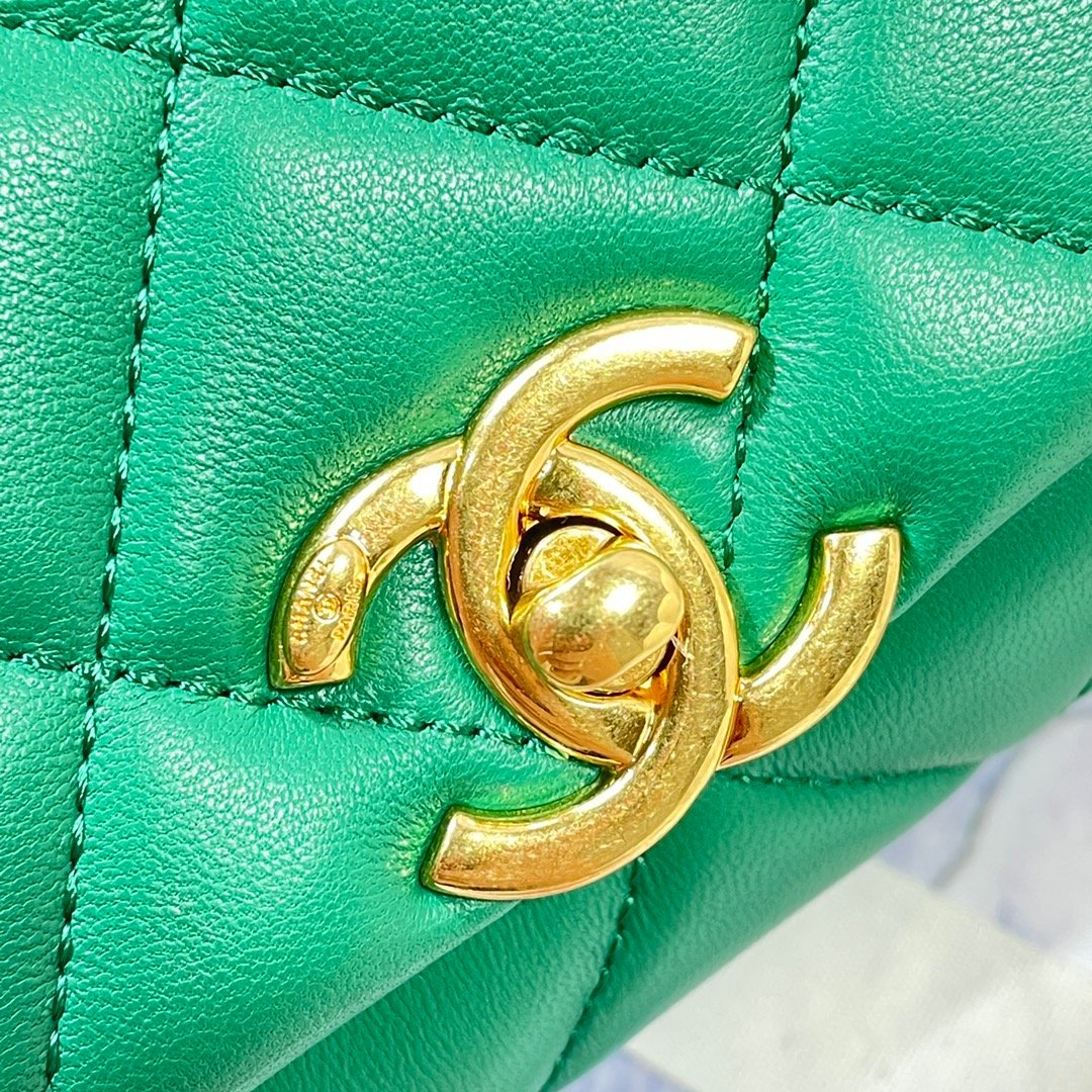 CHLMini Flap Bag Gold Hardware Green For Women, Women’s Handbags, Shoulder Bags 6.7in/17cm AS3365