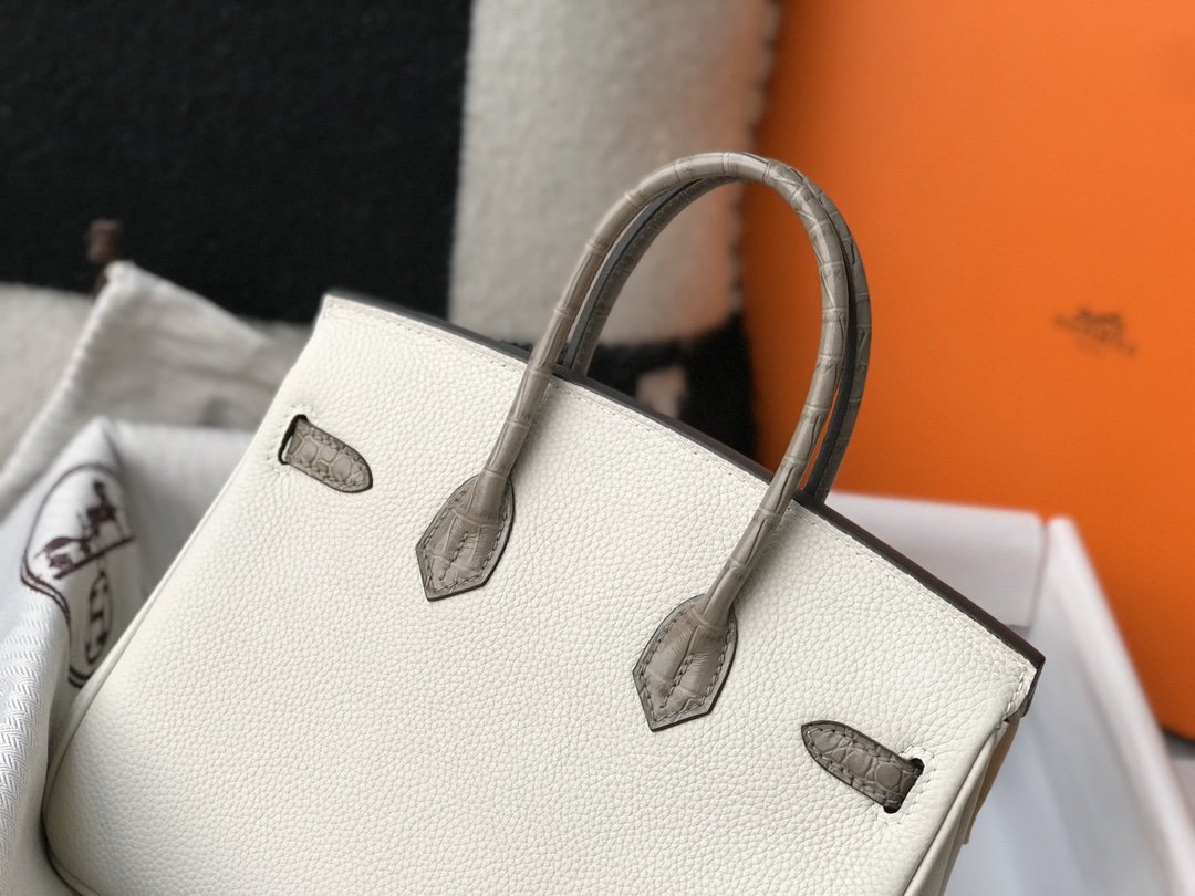 Top Quality Birkin White For Women Gold Toned Hardware 11.8in/30cm