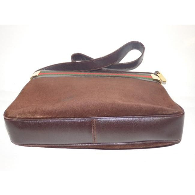 Gucci Top Handle   Brown Suede Hobo Bag