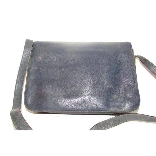 Gucci   Navy Blue Leather And Gold Hardware Shoulder Bag