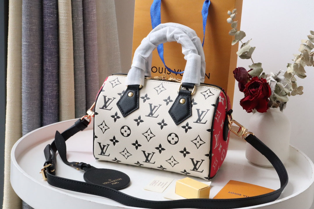 Top Quality Speedy Bandoulière 20 Monogram Empreinte Black/White/Pink For Women, WoHandbags 8.1in/21cm Top Quality M46088