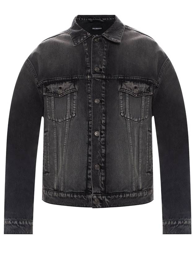 Luxury Balenciaga Trending 2025 Notre Dame Print Denim Jacket Black