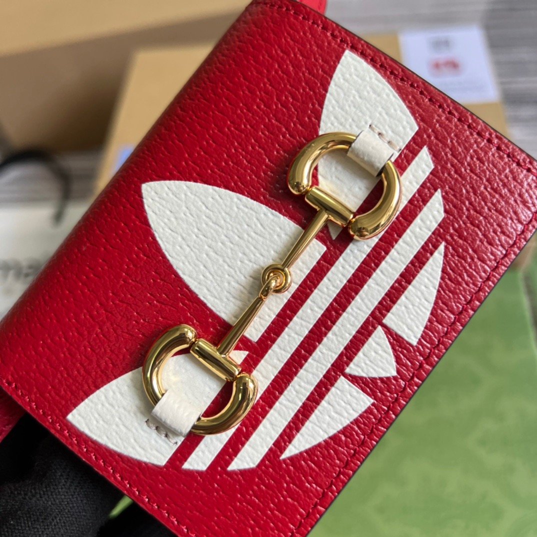 gg x Adidas Card Case With Horsebit Red For Women, Women’s Bags 4in/11cm gg‎