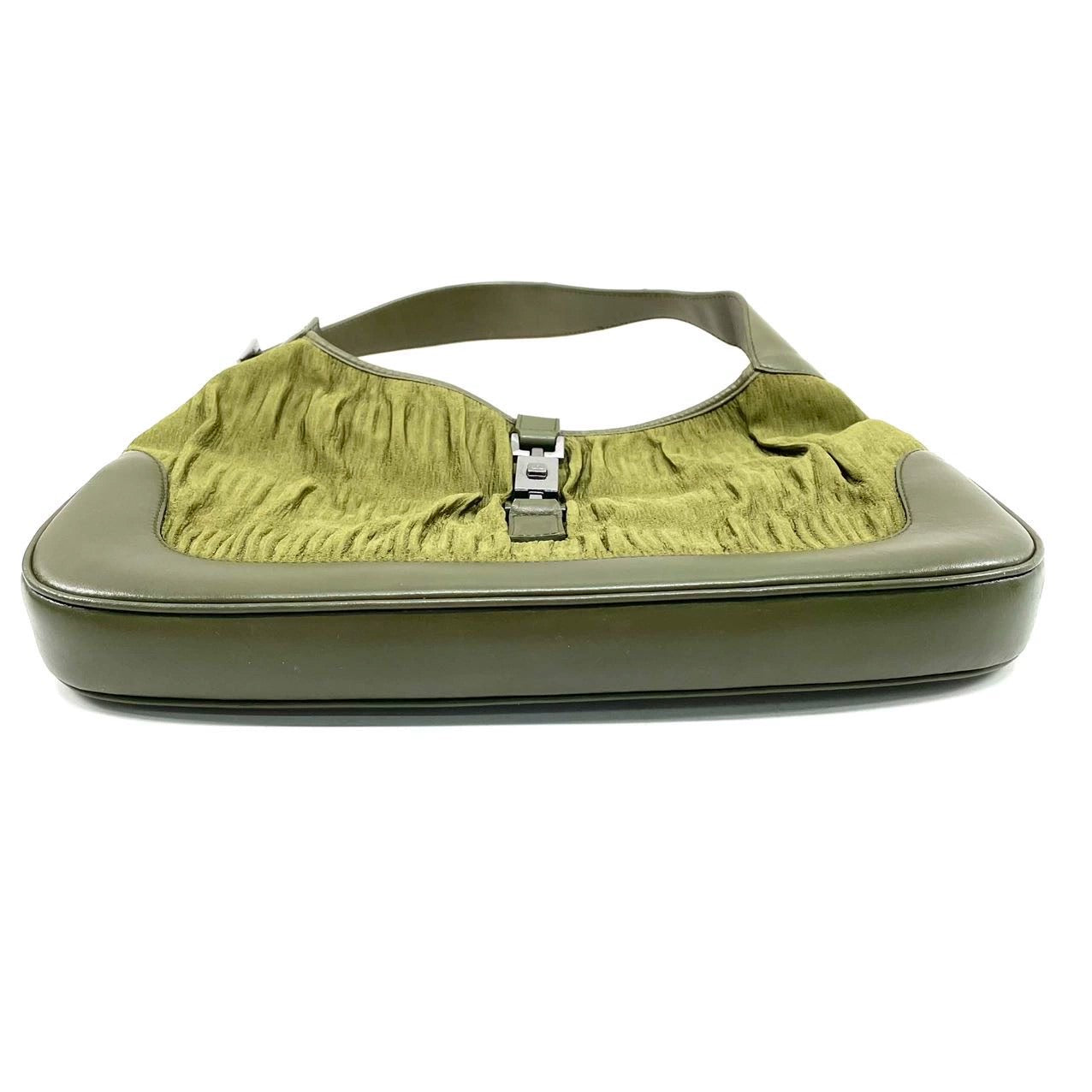 Gucci Jackie   Medium Dark Green Leather and Fabric