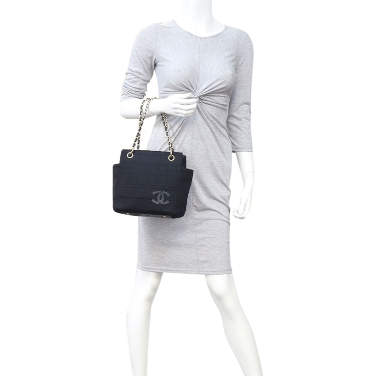 Chanel CC Knit Chocolate Bar Chain Shoulder Bag