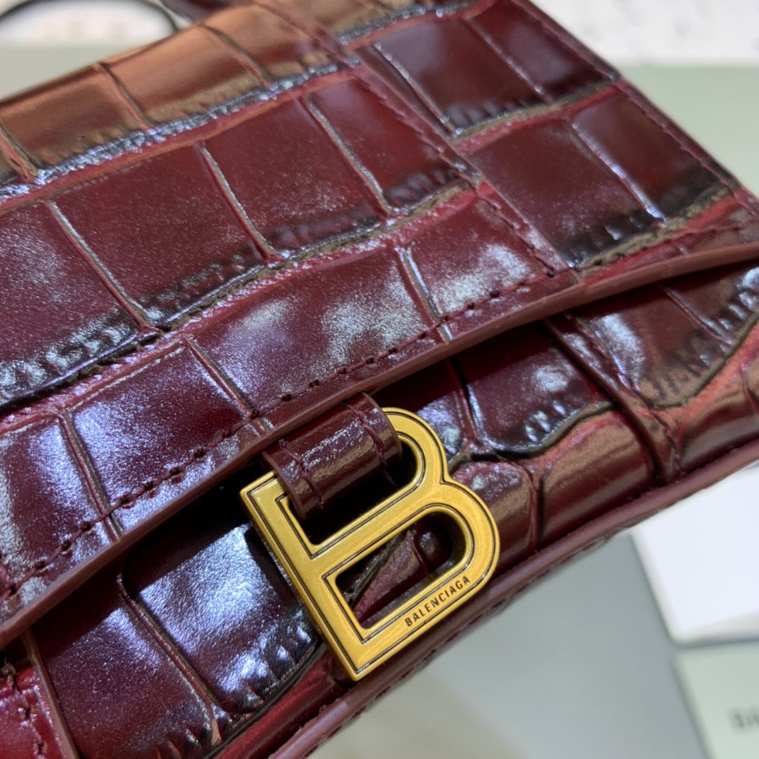 Top Quality Hourglass Mini Handbag With Chain In Dark Red, For Women,  Bags 4.7in/12cm