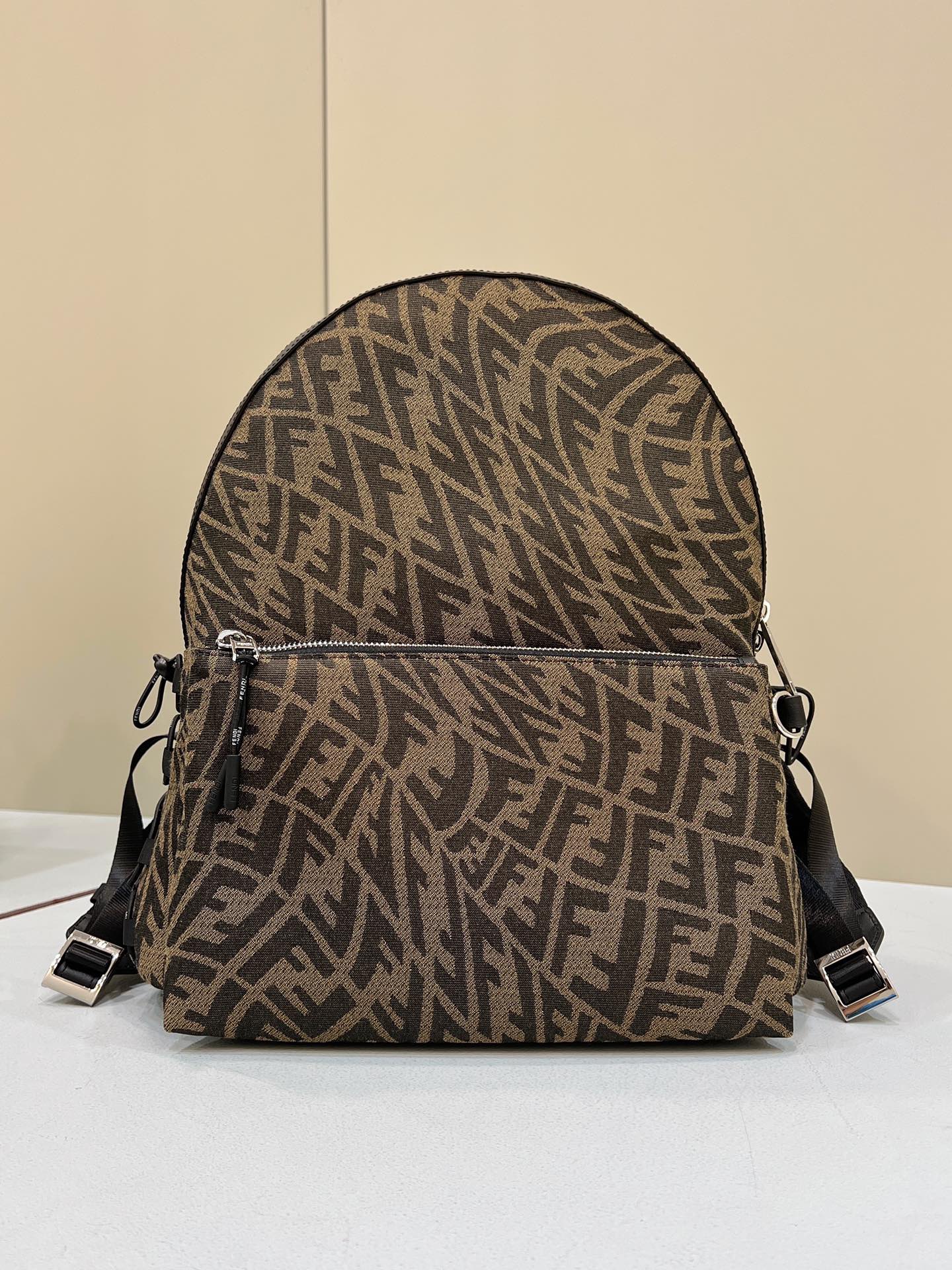 Top QualityTop Quality Backpack In Brown FF Vertigo Fabric Bag For Woman 30cm/12in