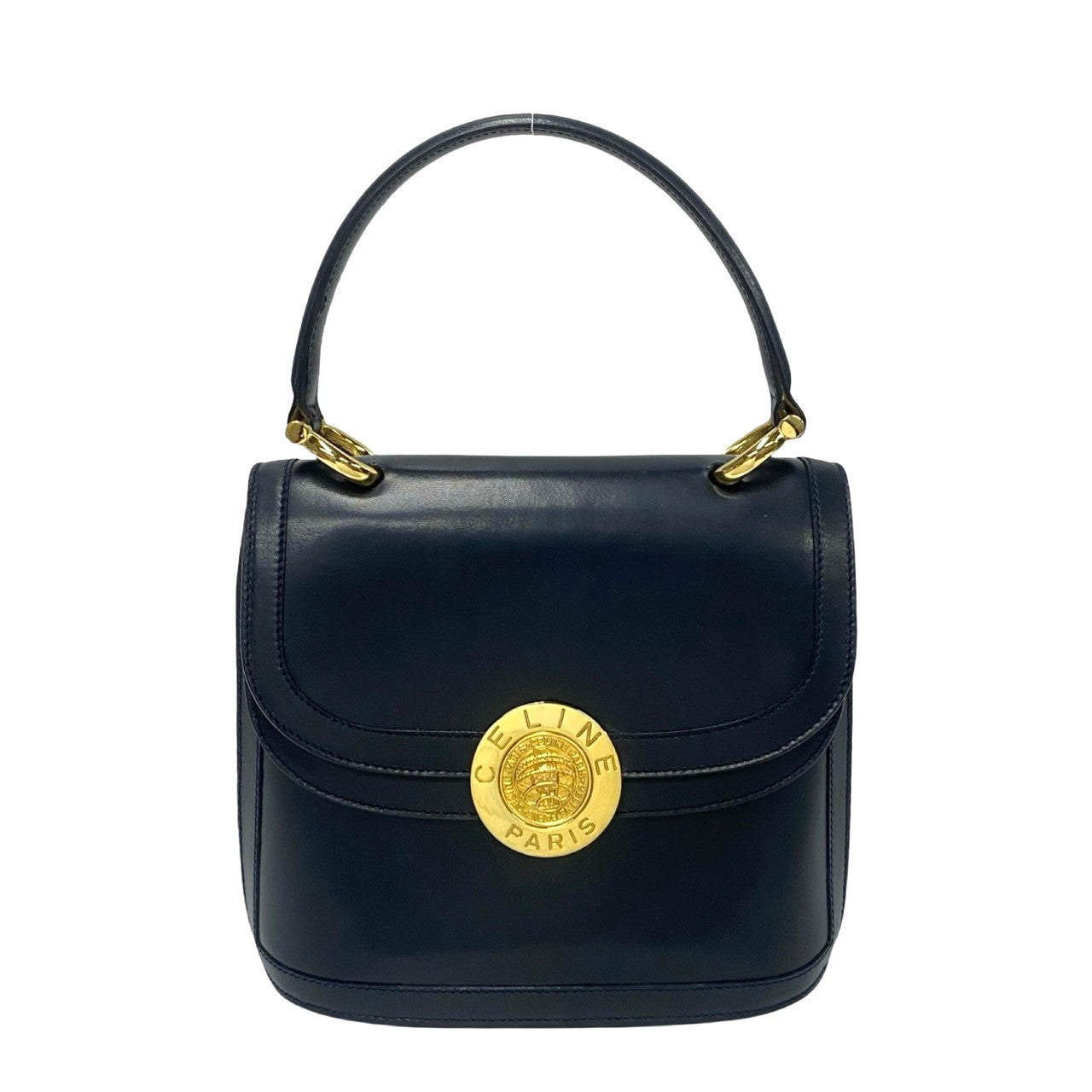 CELINE Handbag Calfskin Navy circle globe logo Women