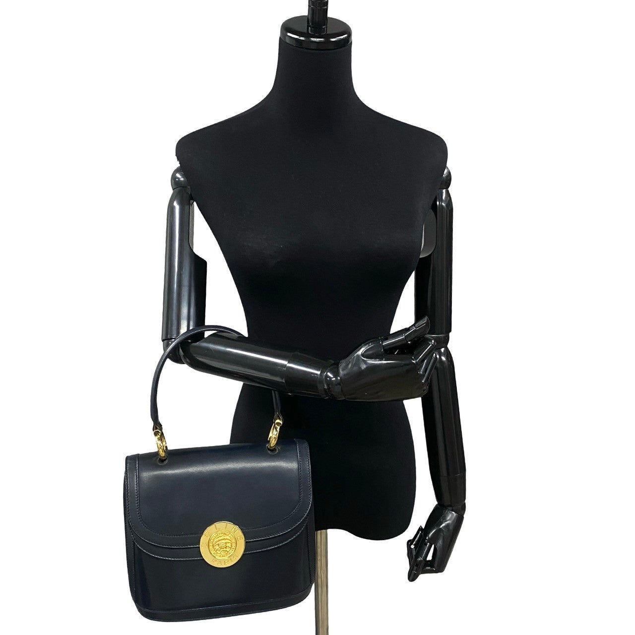 CELINE Handbag Calfskin Navy circle globe logo Women