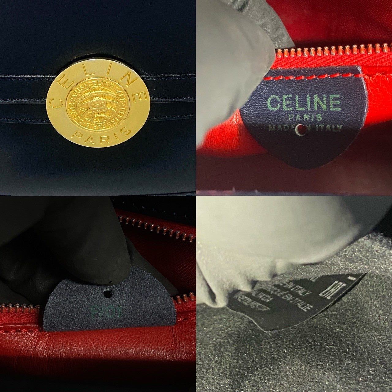CELINE Handbag Calfskin Navy circle globe logo Women
