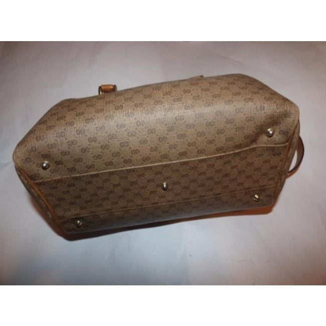 SALE!  , Gucci, brown micro Guccissima print coated canvas and camel leather two-way style Boston bag satchel with a detachable shoulder strap