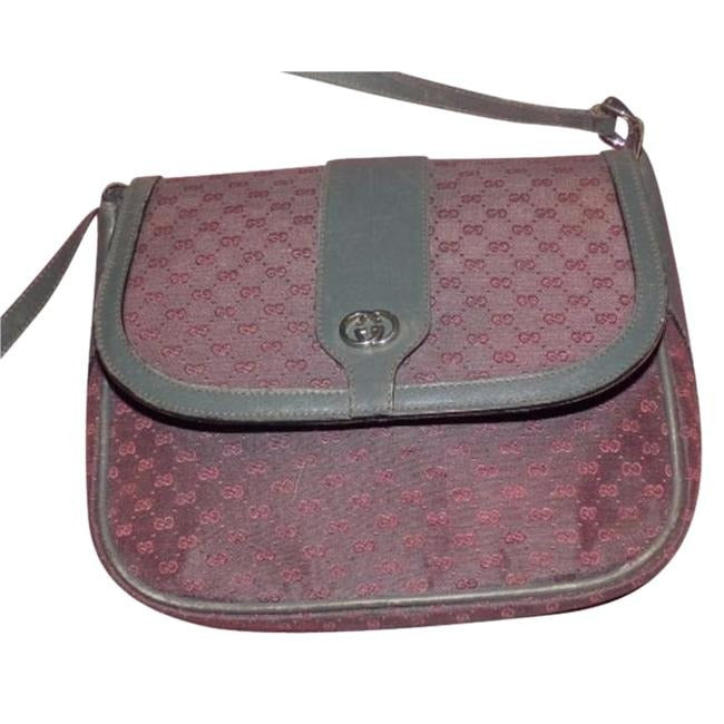 Gucci   Grey Leather And Canvas With Pinkish Red Small G Logo