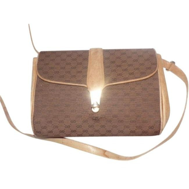 Gucci   Camel Leather Brown Small G Logo Print Canvas And Cross Body Bag