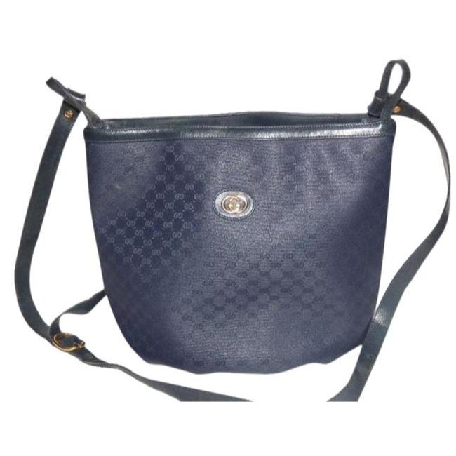Gucci   Blue Small G Logo Coated Canvas And Leather Satchel