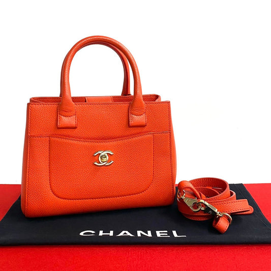 CHANEL Shoulder Bag Matt caviar skin Orange Neo Executive Small Women