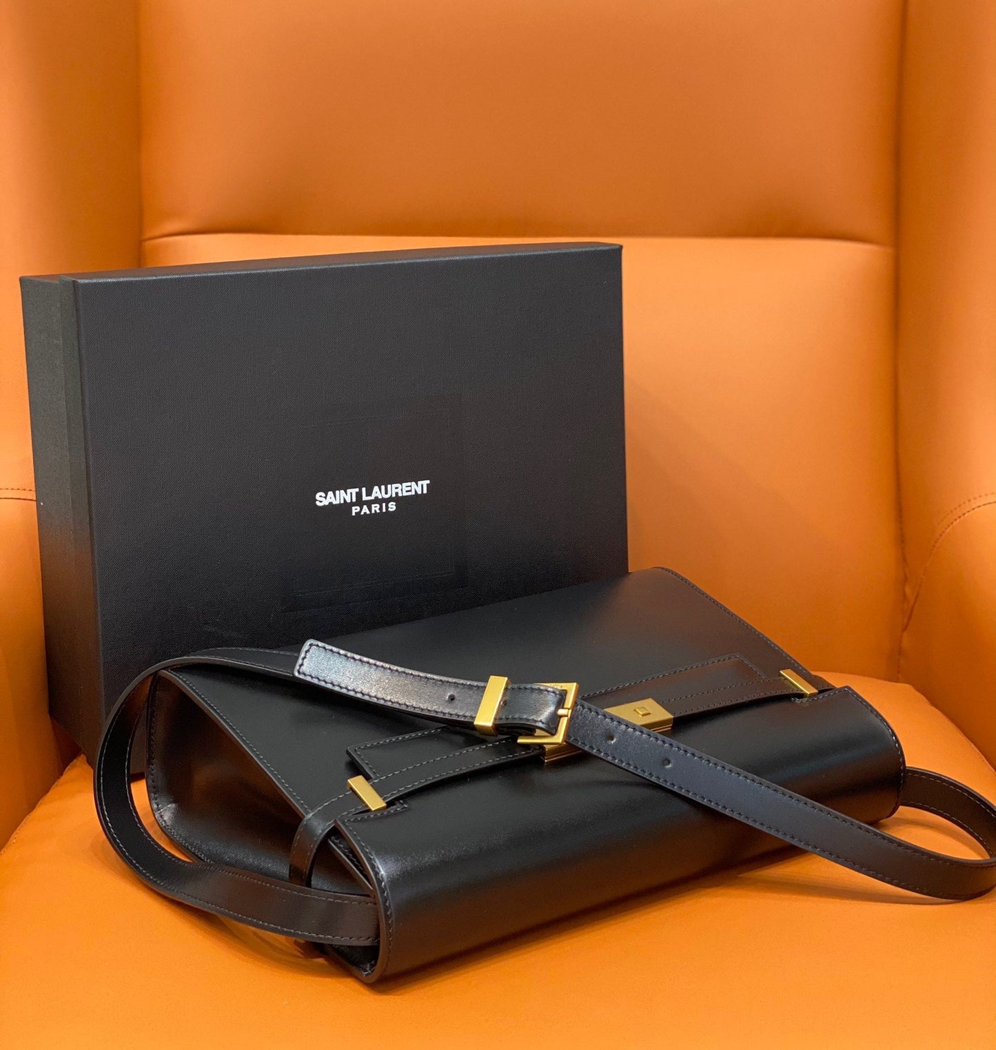 YSSL Manhattan Shoulder Bag Black For Women 11in/29cm YSL 5792710SX0W1000