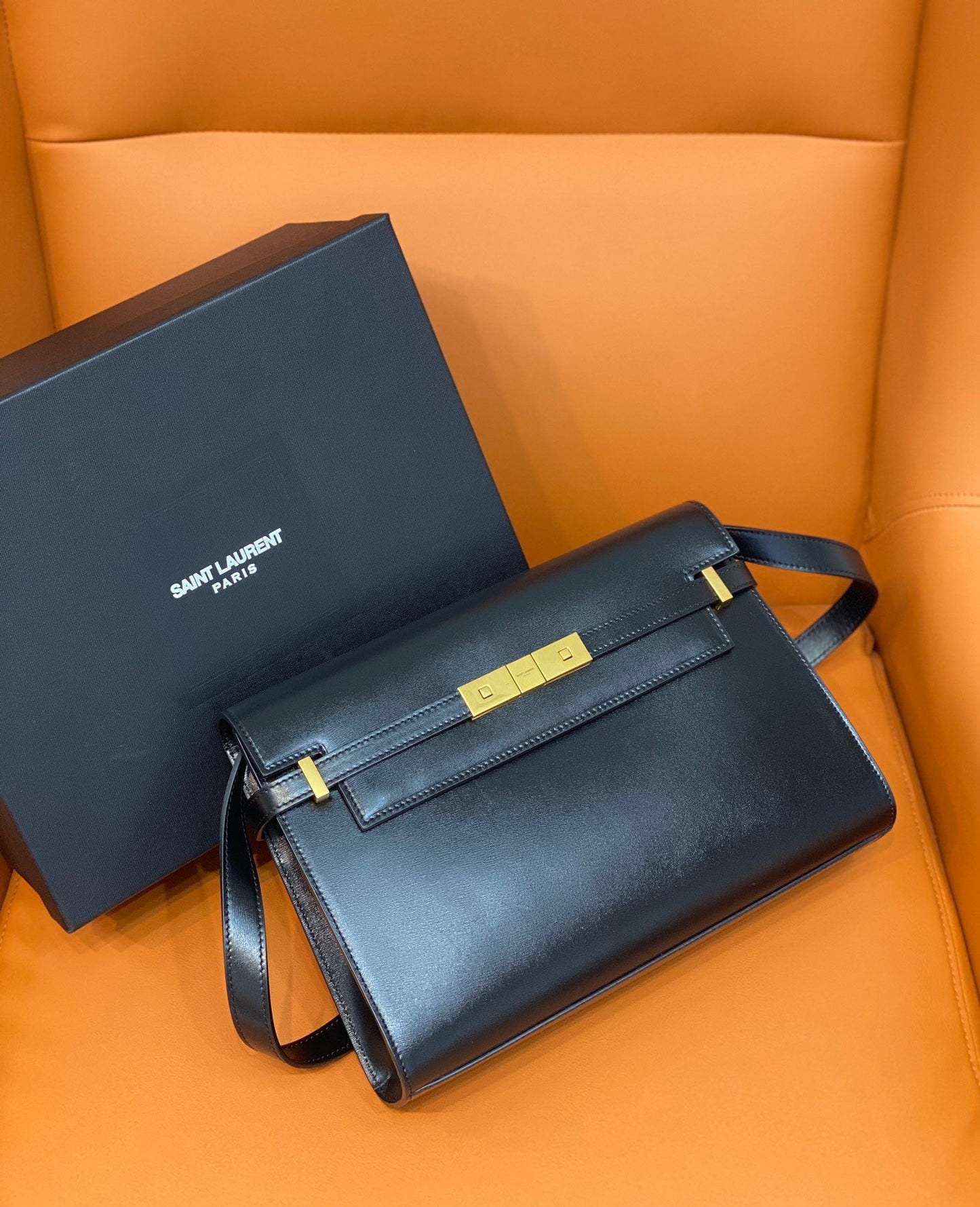 YSSL Manhattan Shoulder Bag Black For Women 11in/29cm YSL 5792710SX0W1000