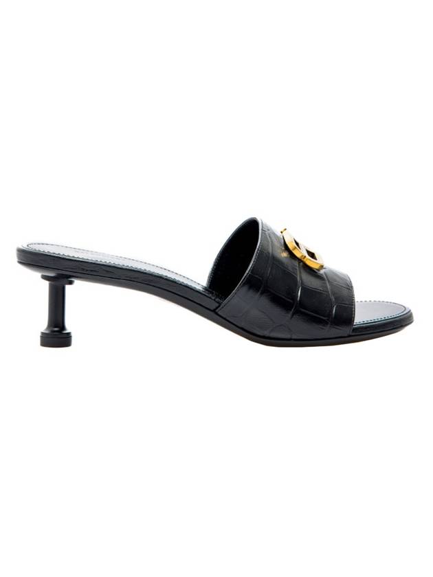 Luxury Balenciaga Trending 2025 Crocodile Print Leather Groupie Sandal Heels Black