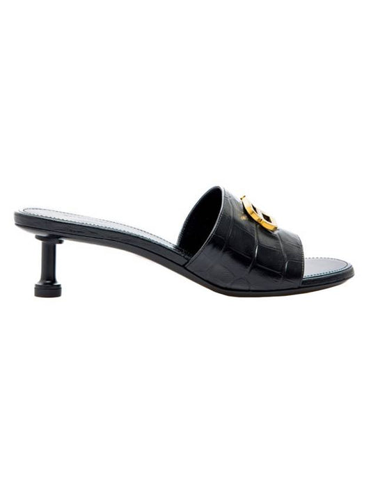 Luxury Balenciaga Trending 2025 Crocodile Print Leather Groupie Sandal Heels Black