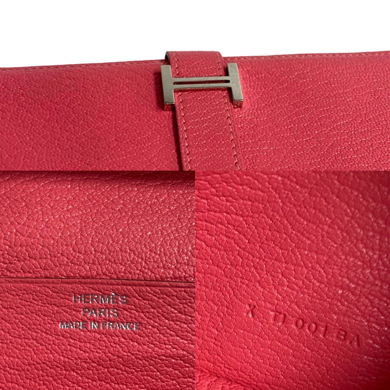 HERMES Bifold Wallet Shave pink Bane Souffle Women  d