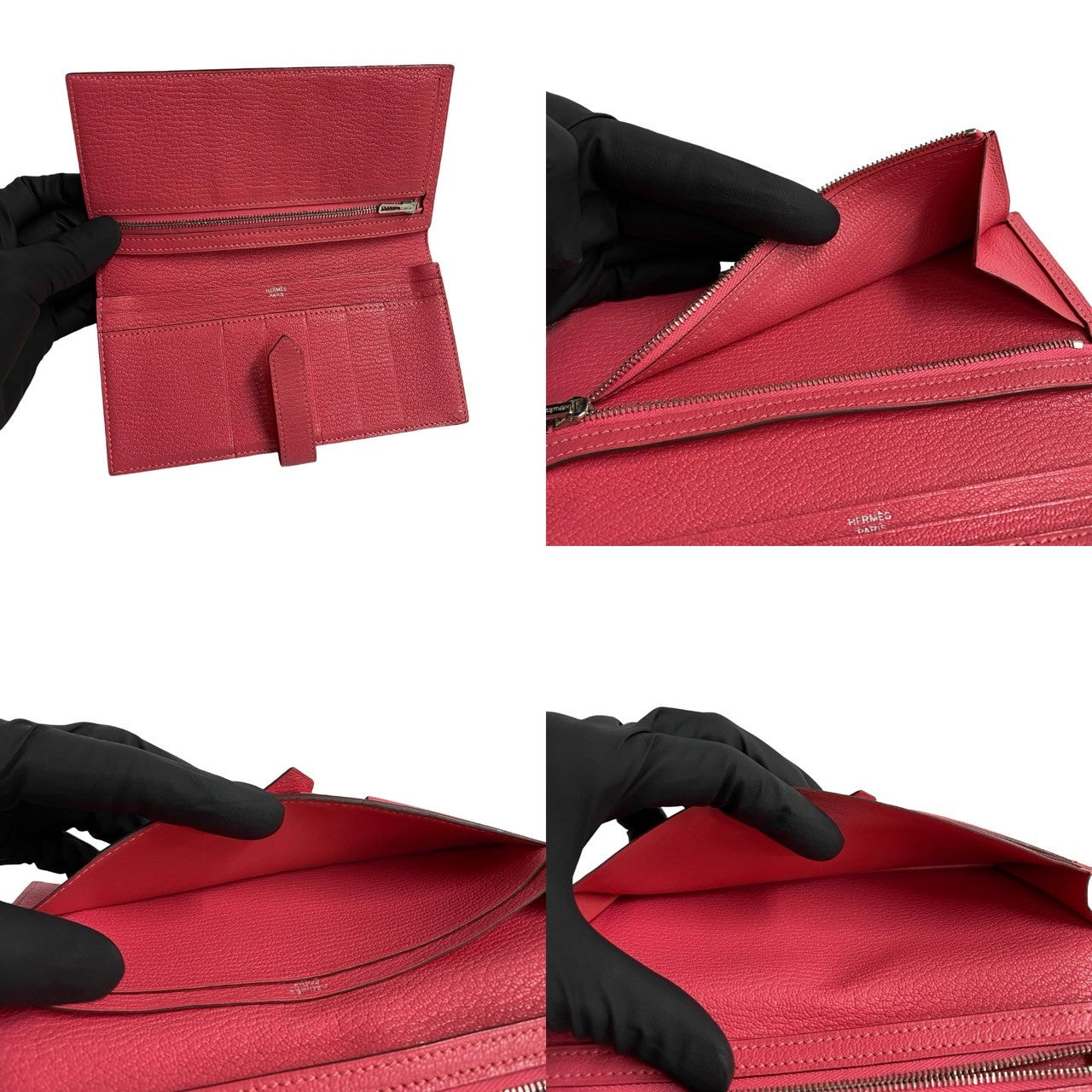 HERMES Bifold Wallet Shave pink Bane Souffle Women  d