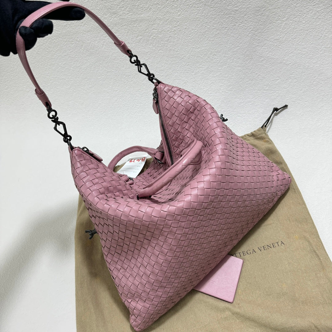 Bottega Veneta Medium Convertible Tote Bag Hobo Cherry Pink Leather Two-way Carry 40cm