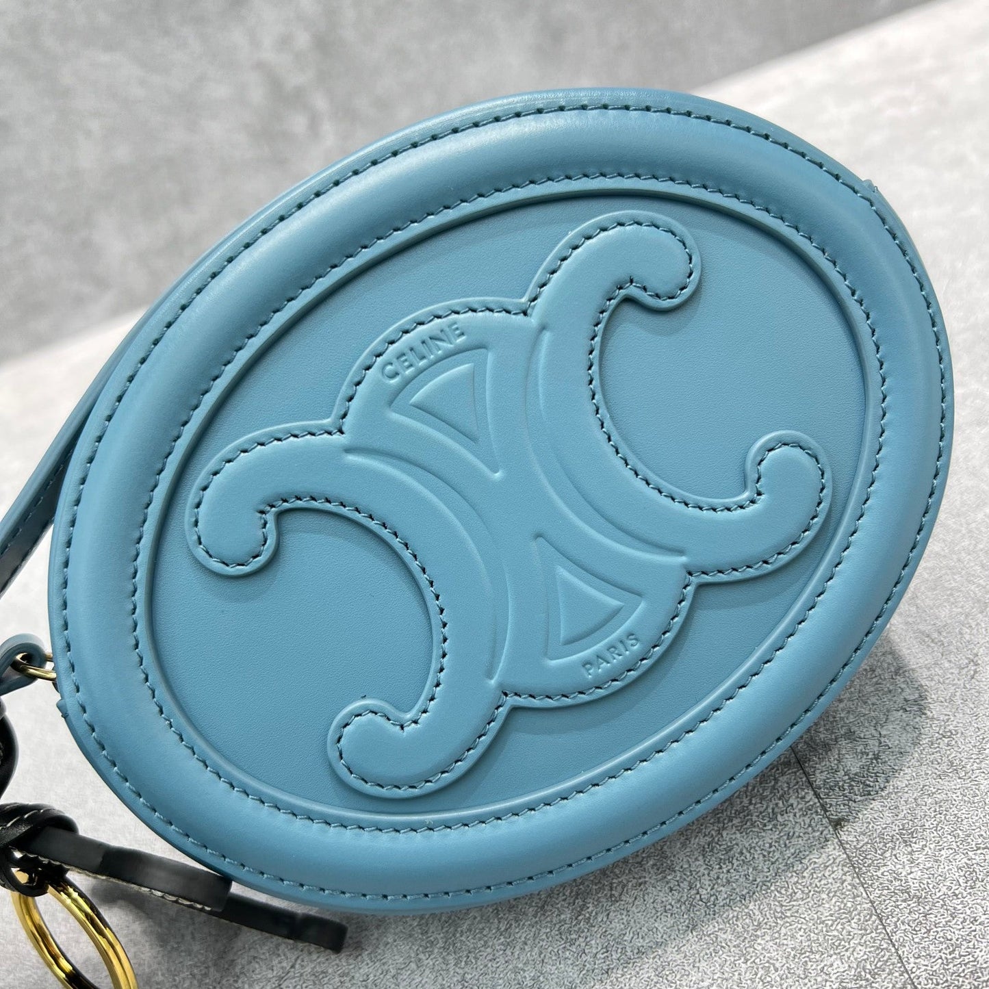 Top Quality Crossbody Oval Purse Cuir Triomphe Blue For Women 6in/16cm 10I703DPQ.07DD