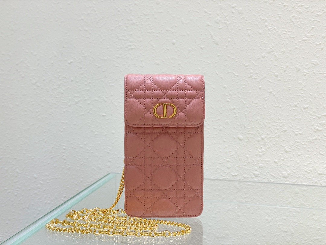 Top Quality Caro Phone Holder With Chain Pink, For Women, Womens Handbags 7.5in/18.5cm CD S5105UWHC_M50P