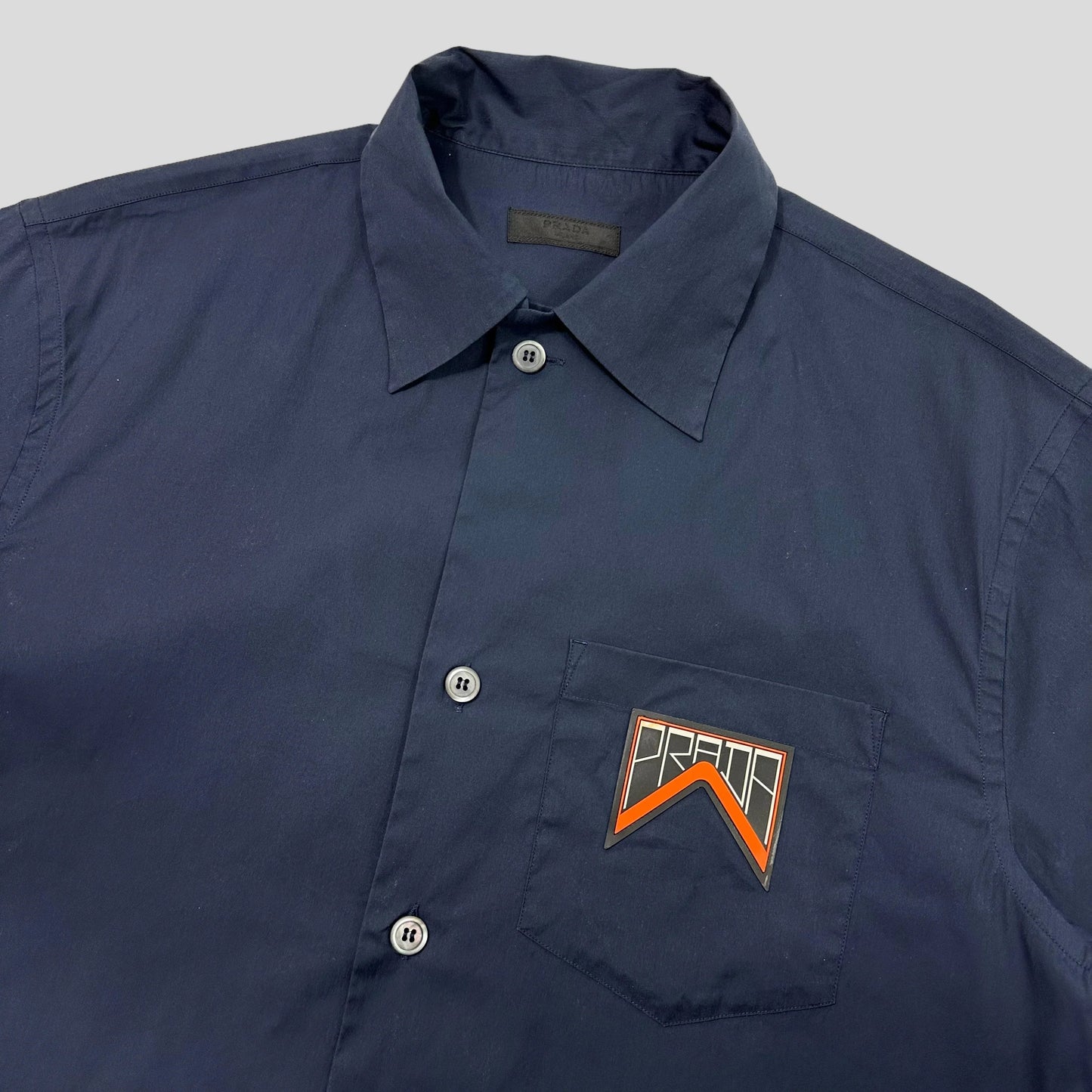 Prada Milano 2018 Rubber Logo Tech Stripe Shirt - L