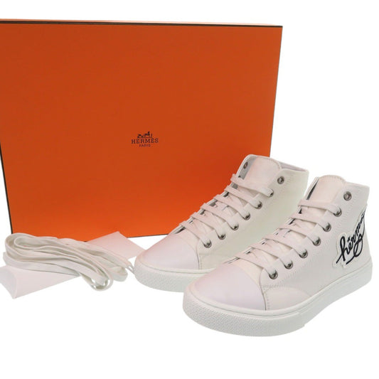 HERMES sneakers 241178Z Cotton canvas white Illico embroidered patch high top Iriko Women 37  d