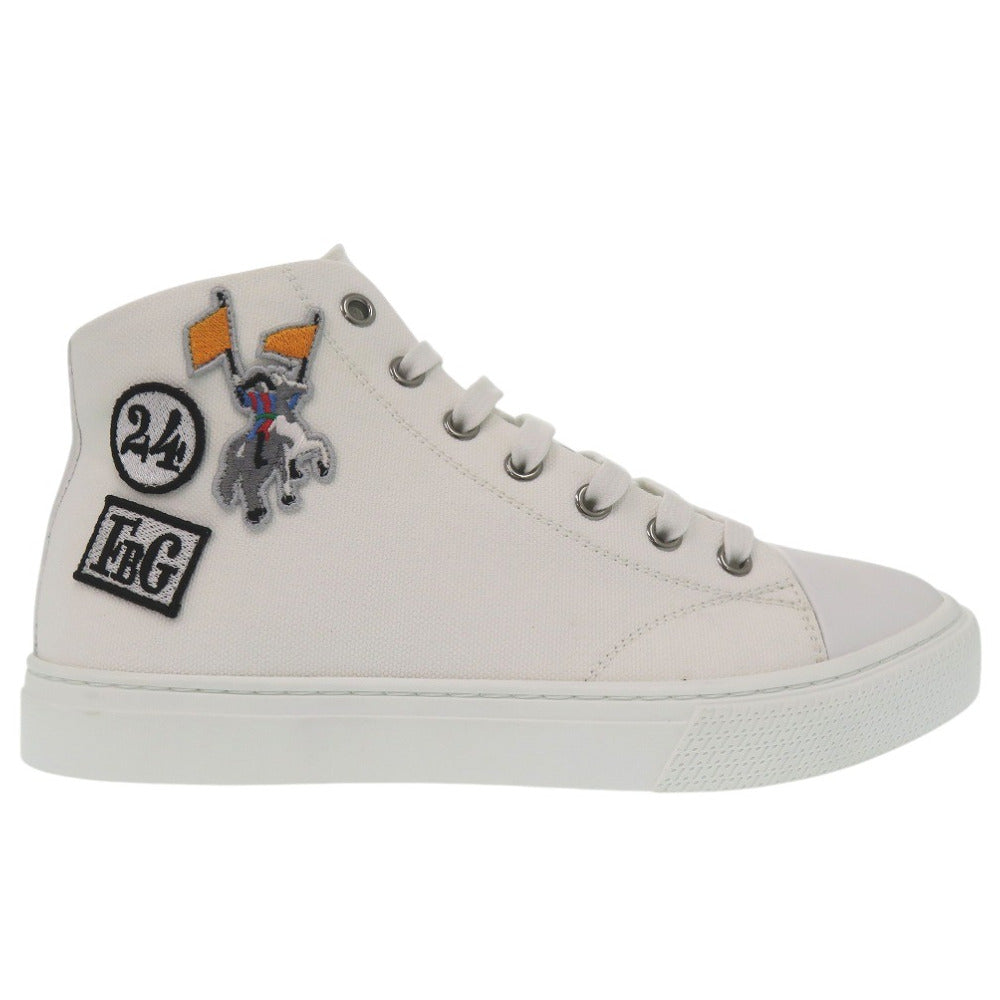 HERMES sneakers 241178Z Cotton canvas white Illico embroidered patch high top Iriko Women 37  d