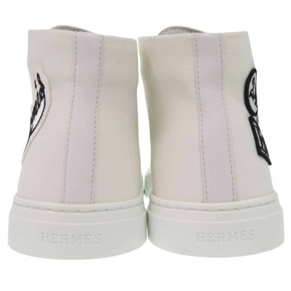 HERMES sneakers 241178Z Cotton canvas white Illico embroidered patch high top Iriko Women 37  d