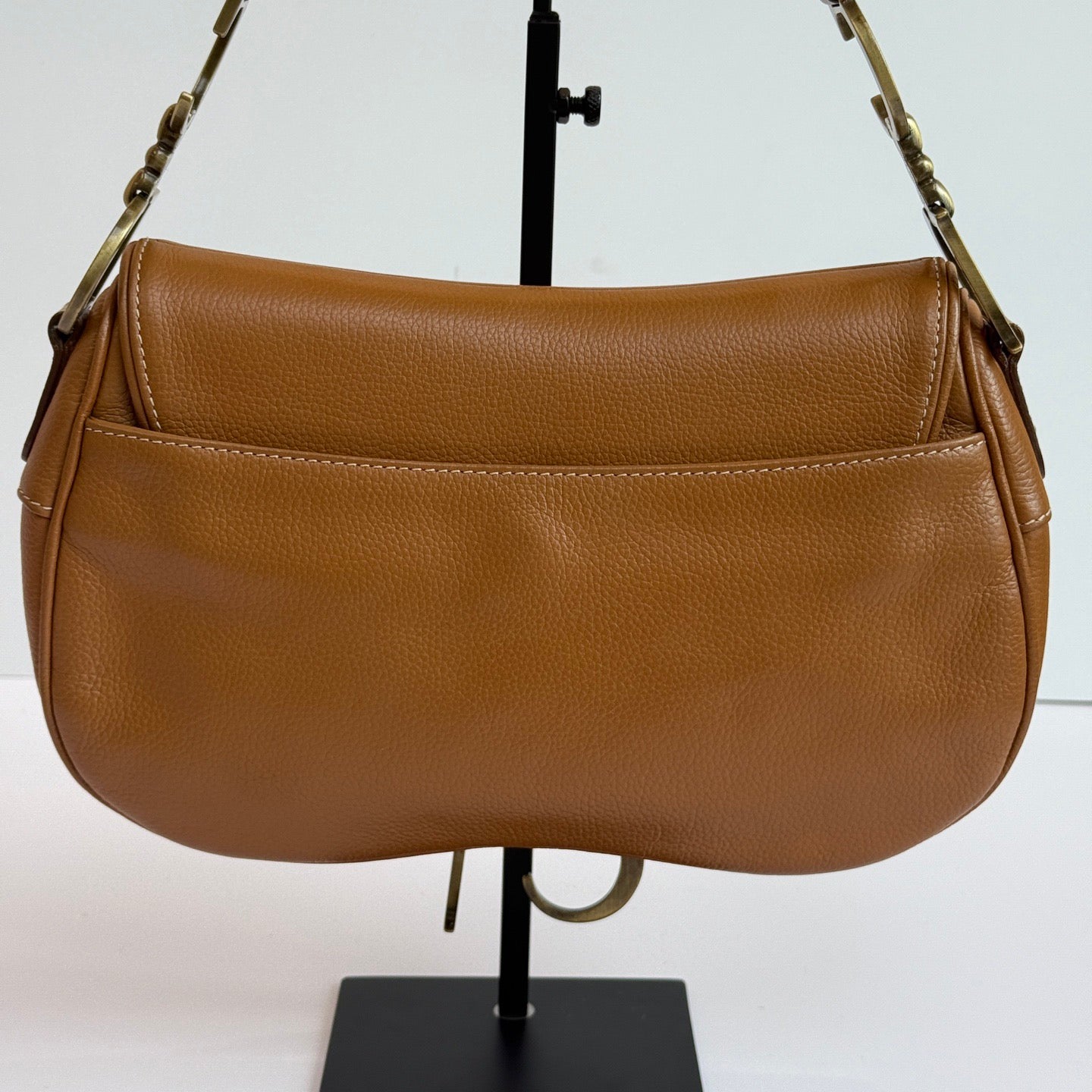 Dior   Double Saddle Brown Leather Gold-tone Hardware