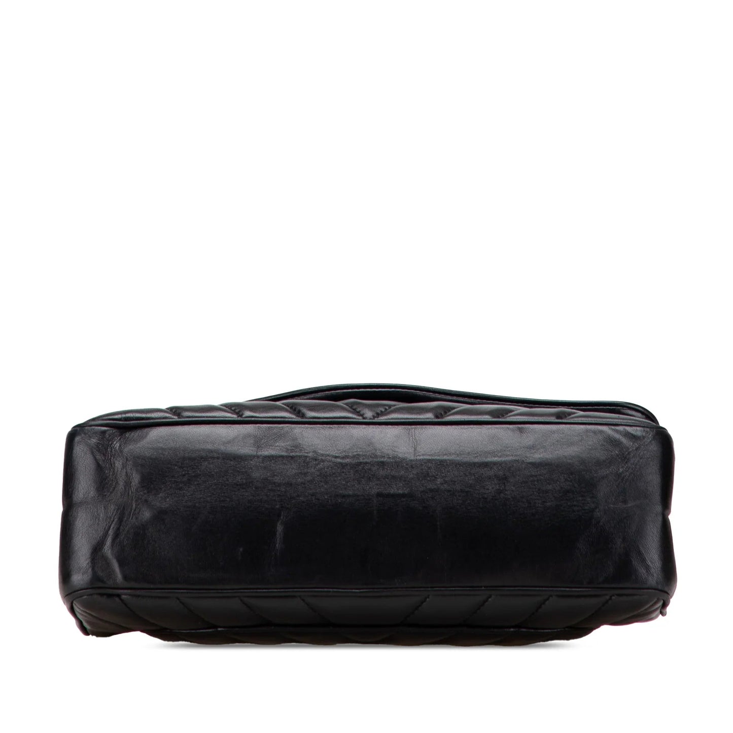 Black Chanel Jumbo Chevron Lambskin Leo Lion Flap Shoulder Bag